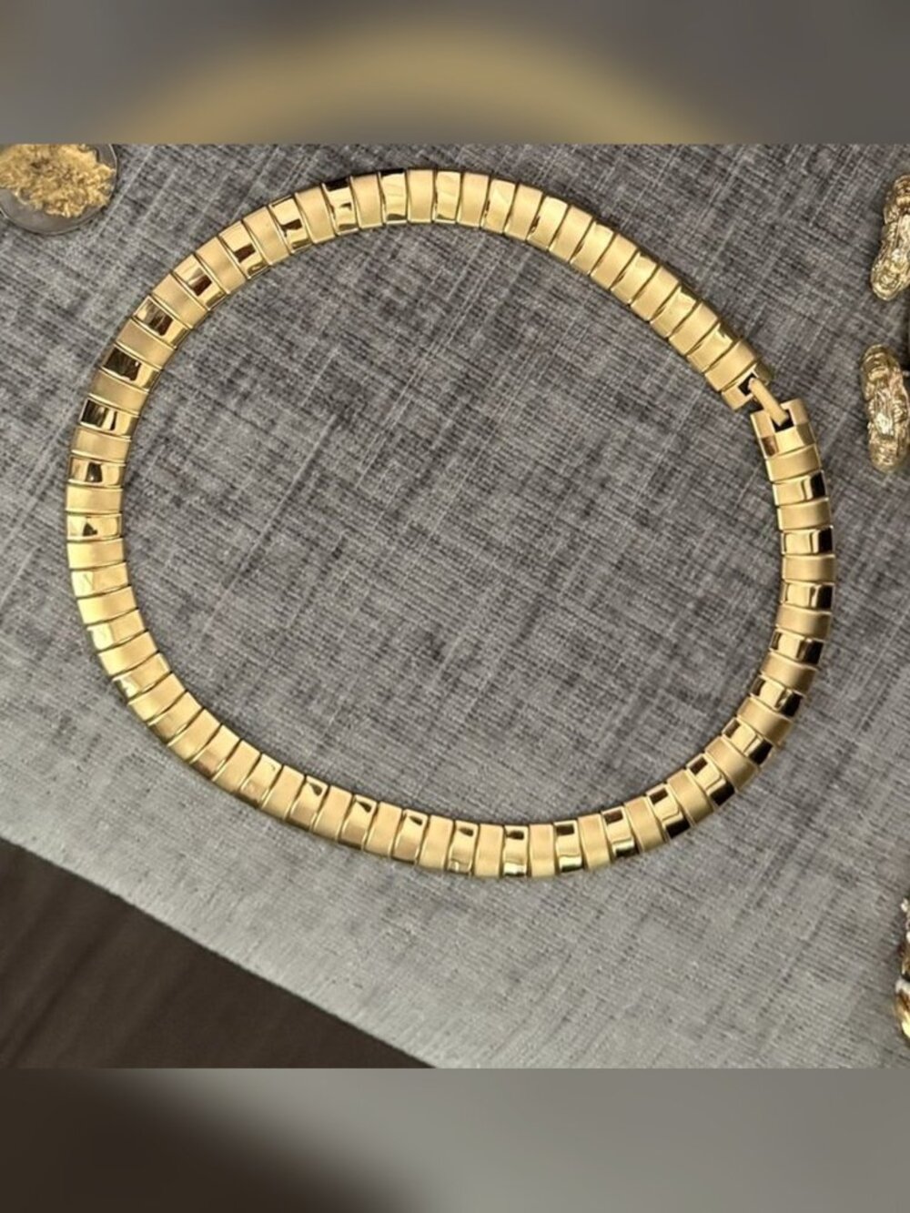 Vintage Gold Tank Link Collar Necklace
